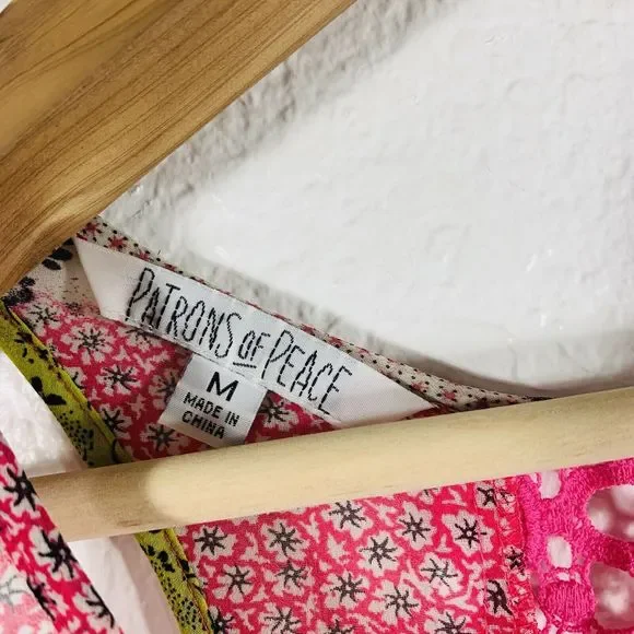 Patreons Of Peace Floral Animal Print Multi-pattern Sleeveless Blouse Size Med - Picture 6 of 7